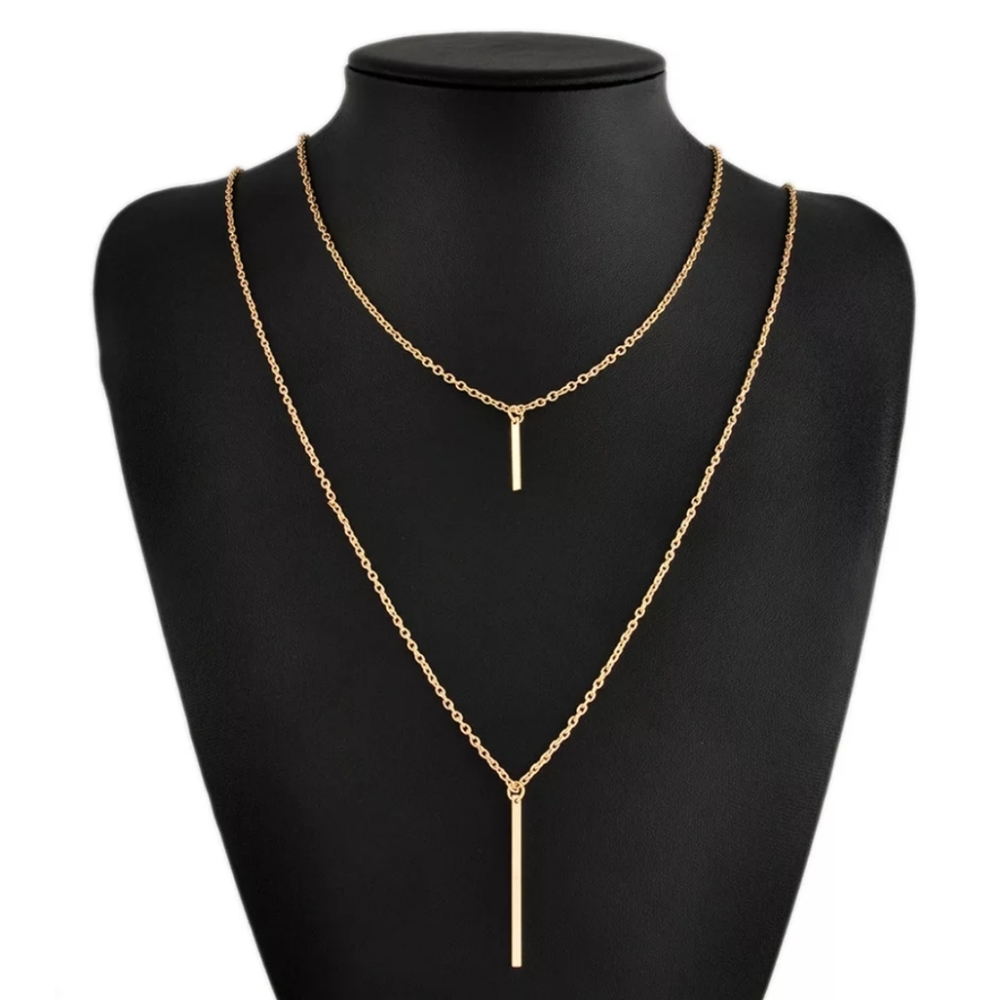 Goldtone Layered Bar Necklace